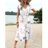imageZeagoo Womens Summer Casual Dress Flutter Short Sleeve V Neck Button Down Tiered Flowy Long Dress with PocketsFloralbf112