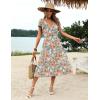 imageZeagoo Womens Summer Casual Dress Flutter Short Sleeve V Neck Button Down Tiered Flowy Long Dress with PocketsFloralbf157