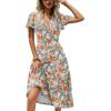 imageZeagoo Womens Summer Casual Dress Flutter Short Sleeve V Neck Button Down Tiered Flowy Long Dress with PocketsFloralbf157