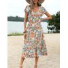 imageZeagoo Womens Summer Casual Dress Flutter Short Sleeve V Neck Button Down Tiered Flowy Long Dress with PocketsFloralbf157
