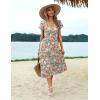 imageZeagoo Womens Summer Casual Dress Flutter Short Sleeve V Neck Button Down Tiered Flowy Long Dress with PocketsFloralbf157