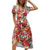 imageZeagoo Womens Summer Casual Dress Flutter Short Sleeve V Neck Button Down Tiered Flowy Long Dress with PocketsFloraldh14