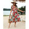 imageZeagoo Womens Summer Casual Dress Flutter Short Sleeve V Neck Button Down Tiered Flowy Long Dress with PocketsFloraldh14