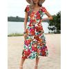 imageZeagoo Womens Summer Casual Dress Flutter Short Sleeve V Neck Button Down Tiered Flowy Long Dress with PocketsFloraldh14
