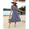 imageZeagoo Womens Summer Casual Dress Flutter Short Sleeve V Neck Button Down Tiered Flowy Long Dress with PocketsFloralxh445