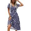 imageZeagoo Womens Summer Casual Dress Flutter Short Sleeve V Neck Button Down Tiered Flowy Long Dress with PocketsFloralxh445