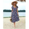 imageZeagoo Womens Summer Casual Dress Flutter Short Sleeve V Neck Button Down Tiered Flowy Long Dress with PocketsFloralxh445