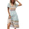 imageZeagoo Womens Summer Casual Dress Flutter Short Sleeve V Neck Button Down Tiered Flowy Long Dress with PocketsFloralxh446