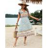 imageZeagoo Womens Summer Casual Dress Flutter Short Sleeve V Neck Button Down Tiered Flowy Long Dress with PocketsFloralxh446