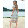 imageZeagoo Womens Summer Casual Dress Flutter Short Sleeve V Neck Button Down Tiered Flowy Long Dress with PocketsFloralxh446