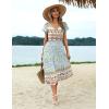 imageZeagoo Womens Summer Casual Dress Flutter Short Sleeve V Neck Button Down Tiered Flowy Long Dress with PocketsFloralxh446