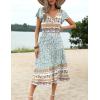 imageZeagoo Womens Summer Casual Dress Flutter Short Sleeve V Neck Button Down Tiered Flowy Long Dress with PocketsFloralxh446