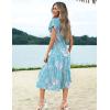 imageZeagoo Womens Summer Casual Dress Flutter Short Sleeve V Neck Button Down Tiered Flowy Long Dress with PocketsFloralzw774