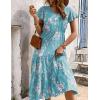imageZeagoo Womens Summer Casual Dress Flutter Short Sleeve V Neck Button Down Tiered Flowy Long Dress with PocketsFloralzw774