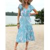 imageZeagoo Womens Summer Casual Dress Flutter Short Sleeve V Neck Button Down Tiered Flowy Long Dress with PocketsFloralzw774
