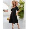 imageZeagoo Womens Summer Dresses Midi Tiered Casual Dress Floral V Neck Ruffle Short Sleeve Flowy Beach Dress with PocketsBlack
