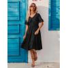 imageZeagoo Womens Summer Dresses Midi Tiered Casual Dress Floral V Neck Ruffle Short Sleeve Flowy Beach Dress with PocketsBlack