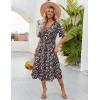 imageZeagoo Womens Summer Dresses Midi Tiered Casual Dress Floral V Neck Ruffle Short Sleeve Flowy Beach Dress with PocketsBlack Pink Floral