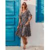 imageZeagoo Womens Summer Dresses Midi Tiered Casual Dress Floral V Neck Ruffle Short Sleeve Flowy Beach Dress with PocketsBlack Pink Floral
