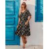 imageZeagoo Womens Summer Dresses Midi Tiered Casual Dress Floral V Neck Ruffle Short Sleeve Flowy Beach Dress with PocketsBlack Yellow Floral