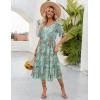 imageZeagoo Womens Summer Dresses Midi Tiered Casual Dress Floral V Neck Ruffle Short Sleeve Flowy Beach Dress with PocketsBlue Floral
