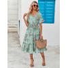 imageZeagoo Womens Summer Dresses Midi Tiered Casual Dress Floral V Neck Ruffle Short Sleeve Flowy Beach Dress with PocketsBlue Floral