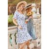 imageZeagoo Womens Summer Dresses Midi Tiered Casual Dress Floral V Neck Ruffle Short Sleeve Flowy Beach Dress with PocketsBlue Orange Floral