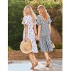 imageZeagoo Womens Summer Dresses Midi Tiered Casual Dress Floral V Neck Ruffle Short Sleeve Flowy Beach Dress with PocketsBlue Orange Floral