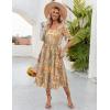 imageZeagoo Womens Summer Dresses Midi Tiered Casual Dress Floral V Neck Ruffle Short Sleeve Flowy Beach Dress with PocketsOrange Floral