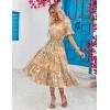 imageZeagoo Womens Summer Dresses Midi Tiered Casual Dress Floral V Neck Ruffle Short Sleeve Flowy Beach Dress with PocketsOrange Floral