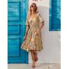 imageZeagoo Womens Summer Dresses Midi Tiered Casual Dress Floral V Neck Ruffle Short Sleeve Flowy Beach Dress with PocketsOrange Floral