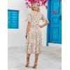 imageZeagoo Womens Summer Dresses Midi Tiered Casual Dress Floral V Neck Ruffle Short Sleeve Flowy Beach Dress with PocketsWhite Pink Floral