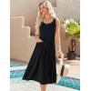 imageZeagoo Womens Summer Sleeveless Dress Floral Beach Sundress Casual Crewneck High Waist ALine Midi Tank Dresses with PocketsBlack