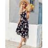 imageZeagoo Womens Summer Sleeveless Dress Floral Beach Sundress Casual Crewneck High Waist ALine Midi Tank Dresses with PocketsBlack Floralpa104