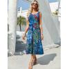 imageZeagoo Womens Summer Sleeveless Dress Floral Beach Sundress Casual Crewneck High Waist ALine Midi Tank Dresses with PocketsBlue Floral 02wf23