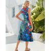 imageZeagoo Womens Summer Sleeveless Dress Floral Beach Sundress Casual Crewneck High Waist ALine Midi Tank Dresses with PocketsBlue Floral 02wf23