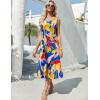 imageZeagoo Womens Summer Sleeveless Dress Floral Beach Sundress Casual Crewneck High Waist ALine Midi Tank Dresses with PocketsBlue Floral 03dh620