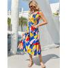 imageZeagoo Womens Summer Sleeveless Dress Floral Beach Sundress Casual Crewneck High Waist ALine Midi Tank Dresses with PocketsBlue Floral 03dh620