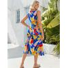 imageZeagoo Womens Summer Sleeveless Dress Floral Beach Sundress Casual Crewneck High Waist ALine Midi Tank Dresses with PocketsBlue Floral 03dh620