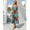 imageZeagoo Womens Summer Sleeveless Dress Floral Beach Sundress Casual Crewneck High Waist ALine Midi Tank Dresses with PocketsBlue Floral Leafpa116