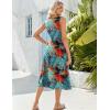 imageZeagoo Womens Summer Sleeveless Dress Floral Beach Sundress Casual Crewneck High Waist ALine Midi Tank Dresses with PocketsBlue Floral Leafpa116