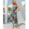 imageZeagoo Womens Summer Sleeveless Dress Floral Beach Sundress Casual Crewneck High Waist ALine Midi Tank Dresses with PocketsBlue Floral Leafpa116