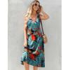 imageZeagoo Womens Summer Sleeveless Dress Floral Beach Sundress Casual Crewneck High Waist ALine Midi Tank Dresses with PocketsBlue Floral Leafpa116