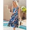 imageZeagoo Womens Summer Sleeveless Dress Floral Beach Sundress Casual Crewneck High Waist ALine Midi Tank Dresses with PocketsBlue Leafzw647