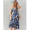 imageZeagoo Womens Summer Sleeveless Dress Floral Beach Sundress Casual Crewneck High Waist ALine Midi Tank Dresses with PocketsBlue Leafzw647