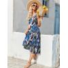 imageZeagoo Womens Summer Sleeveless Dress Floral Beach Sundress Casual Crewneck High Waist ALine Midi Tank Dresses with PocketsBlue Leafzw647