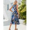 imageZeagoo Womens Summer Sleeveless Dress Floral Beach Sundress Casual Crewneck High Waist ALine Midi Tank Dresses with PocketsBlue Leafzw647