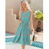 imageZeagoo Womens Summer Sleeveless Dress Floral Beach Sundress Casual Crewneck High Waist ALine Midi Tank Dresses with PocketsBlue Patternpa169