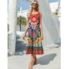 imageZeagoo Womens Summer Sleeveless Dress Floral Beach Sundress Casual Crewneck High Waist ALine Midi Tank Dresses with PocketsBohemian Printmz769