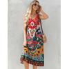 imageZeagoo Womens Summer Sleeveless Dress Floral Beach Sundress Casual Crewneck High Waist ALine Midi Tank Dresses with PocketsBohemian Printmz769